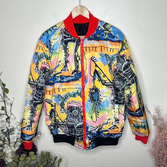 REASON x JEAN-MICHEL BASQUIAT Reversible Graffiti Jacket Sz M - Picture 6 of 8